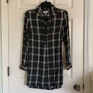 Charcoal plaid shirt dress